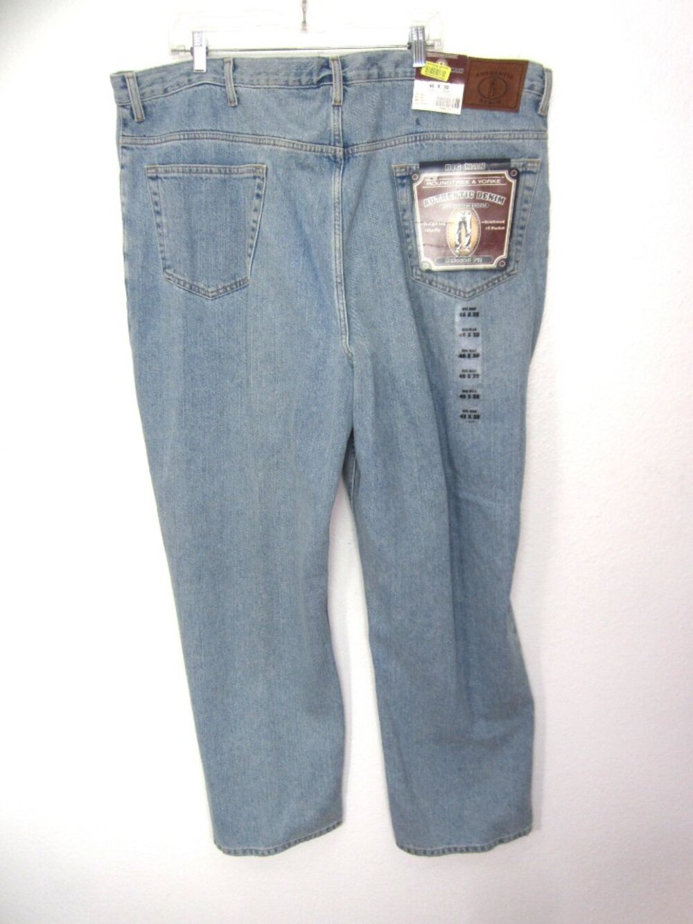 New 46x32 Big Man Relaxed Fit Straight Leg Jeans Roundtree & Yorke Blue Lt Wash
